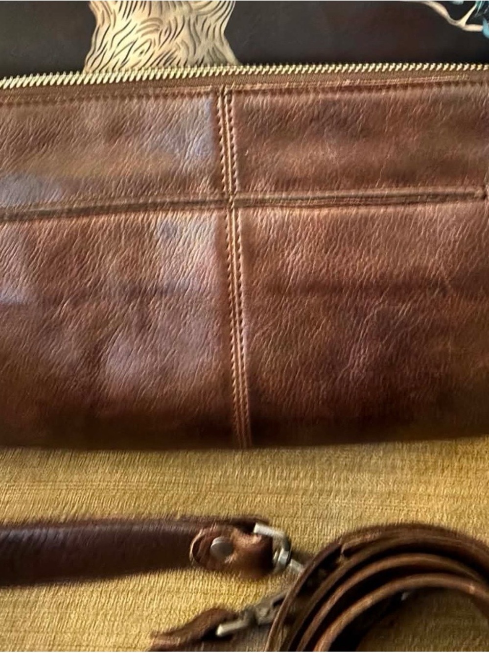 Latico Brown Pebbled Leather Stevie Crossbody  Bag with Adjustable Strap & strap - Picture 2 of 3